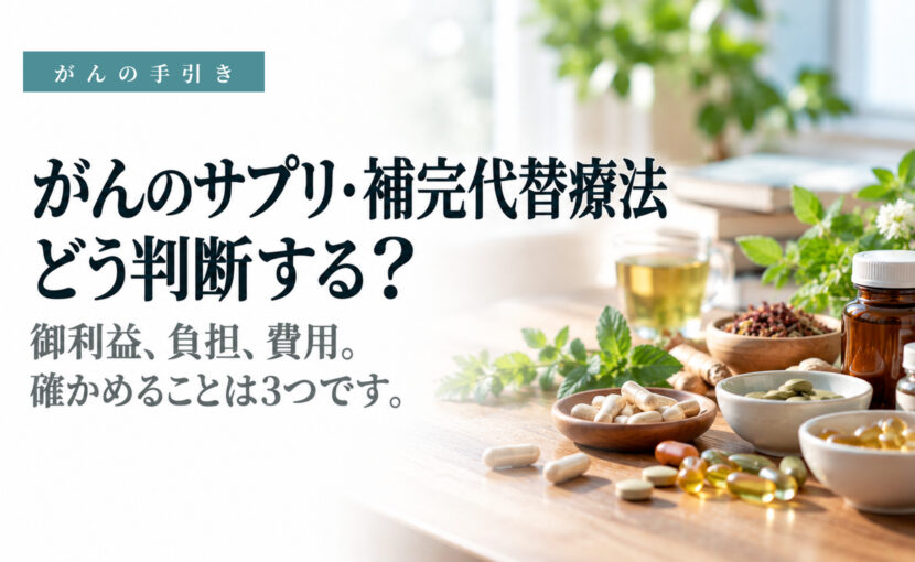 がんのサプリメントや補完代替療法の選び方を考えるイメージ