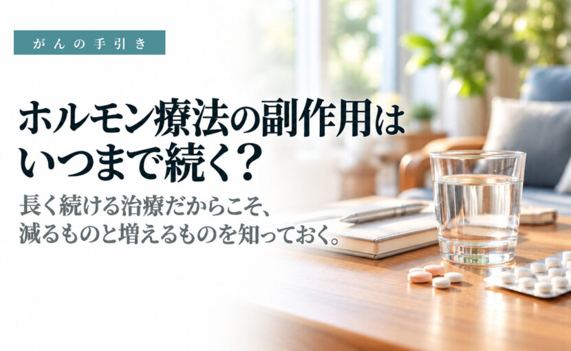 乳がん・前立腺がんのホルモン療法の副作用と、その時期を整理した記事のイメージ